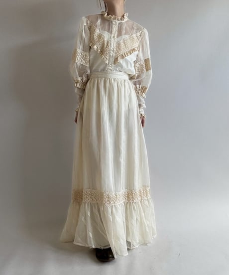 【USED】 Lace Pattern Long Skirt /250628-027