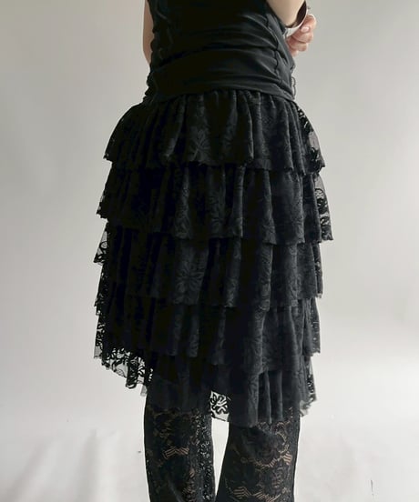 【USED】 Lace Pattern Tiered Skirt  / 250726-022