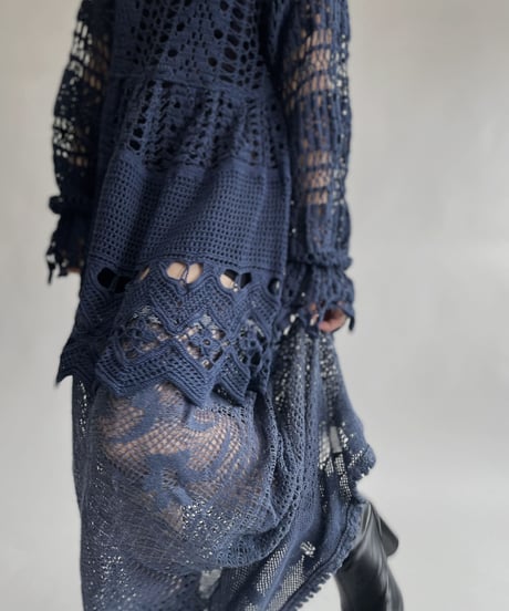 【RE;CIRCLE】 RE Crochet Blue Lace One-piece / 220728-010