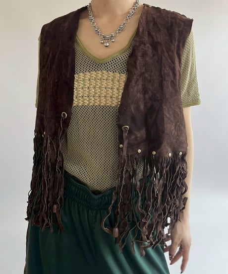 【USED】 Suede Fringe Vest / 250517-023