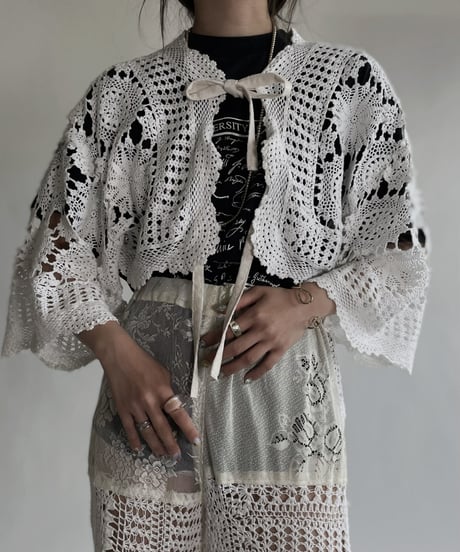 【RE;CIRCLE】 RE Crochet Lace Flare Sleeves Bolero / 220526-038
