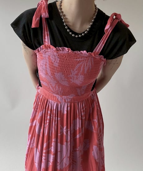 【USED】 Flower Pattern Camisole Long One-Piece  / 250628-010