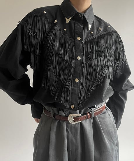 【USED】 Made in USA  Fringe Western Shirt /250301-006