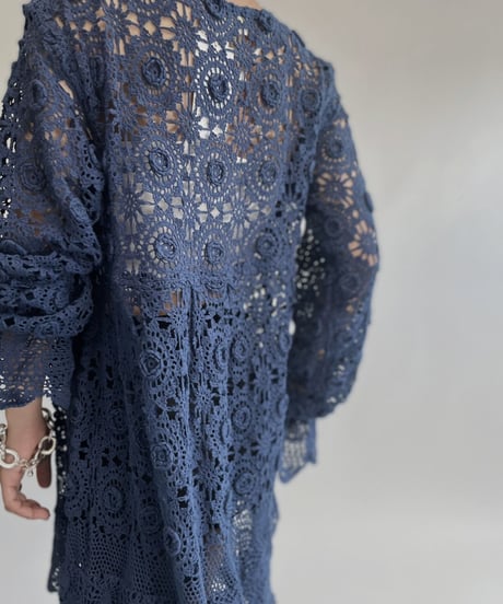 【RE;CIRCLE】 RE Crochet Lace One-piece Navy / 220818-007