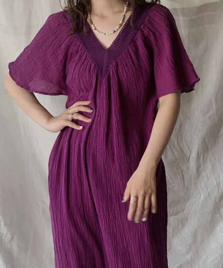 【USED】 White Cotton Open Front Dress /210421-022