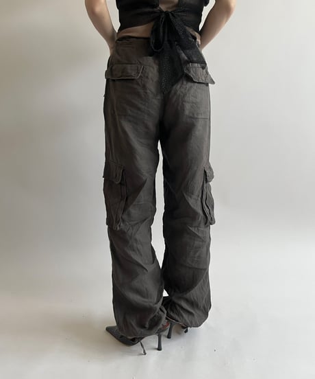 【USED】100% Linen Cargo Pants  / 250517-003