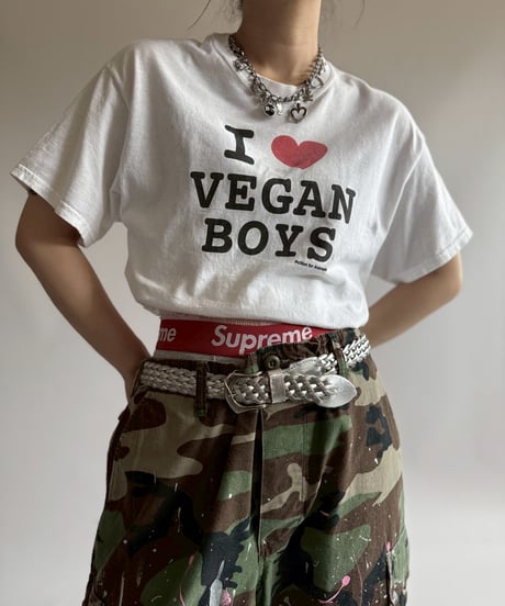 【USED】 GILADAN I ♡ VEGAN BOY'S T-Shirt / 250719-004