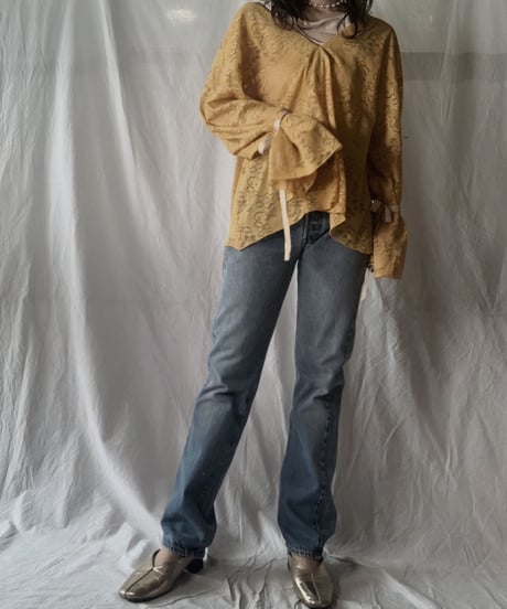 【RE;CIRCLE】 RE Lace Back Ribbon Blouse①/210630-001