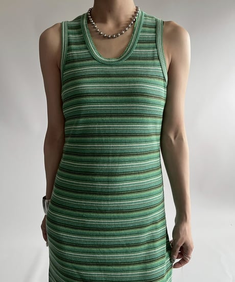 【USED】 Stripe Pattern Knit Long One-Piece / 250726-012