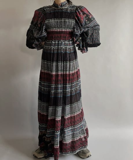 【RE;CIRCLE】 RE Indian Cotton Balloon Sleeved One-piece / 220901-011