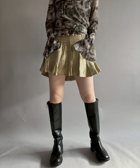 【USED】 Shiny Flared Mini Skirt / 251206-022