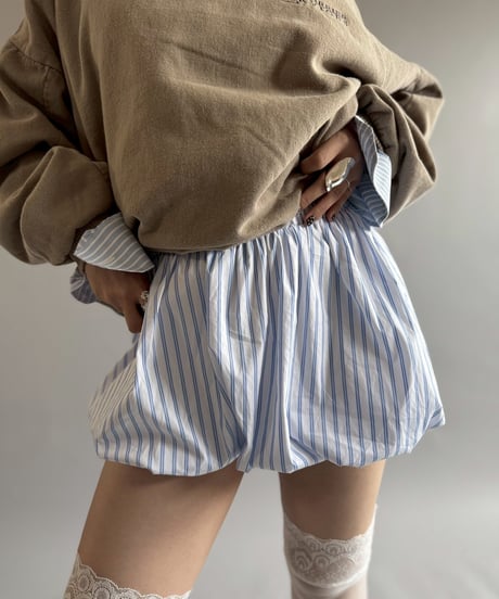 【USED】 Stripe balloon Skirt / 250920-007