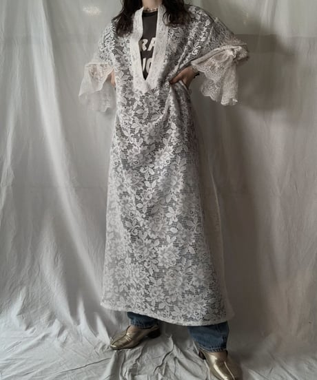 【RE;CIRCLE】 RE Lace Open Collar One-piece②/210630-015