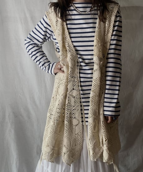 【RE;CIRCLE】  RE Crochet Long Vest /210512-004