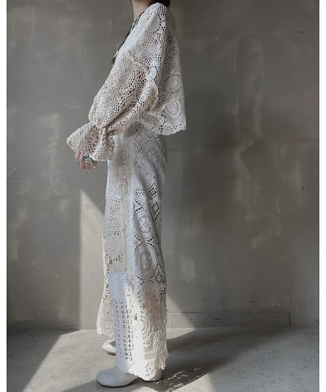 【RE;CIRCLE】 RE Crochet Patchwork L/S Top③/20220317-004