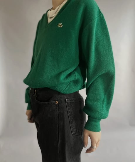 【USED】 Lacoste Acrylic Knit Pullover Green / 230204-015
