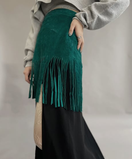 【USED】 Leather Skirt Green / 230304-018