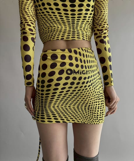 【USED】 Stretchy Dot Pattern Drawstring Skirt / 251018-007