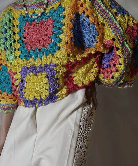 【RE;CIRCLE】 RE Granny Knit S/S Top②/210917-016