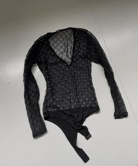 【USED 】Patterned Sheer Leotard Top/240330-020