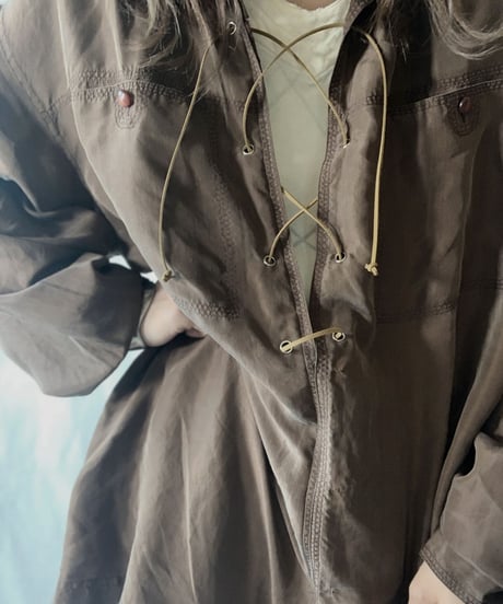 【RE;CIRCLE】 RE Lace Up Silk Pull Over Shirt② /210613-006