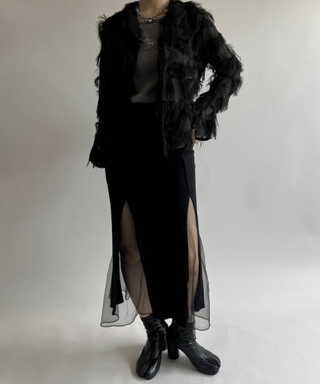 【USED】 Fringe Design Sheer Open Collar Shirt / 250526-004