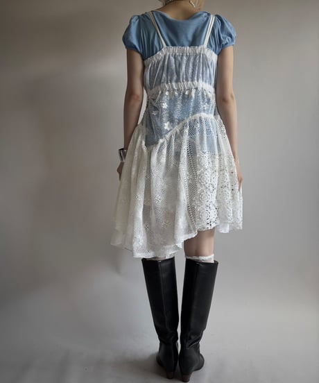 【RE;CIRCLE】RE Crochet Lace Patch work Camisole One-Piece Middle/250731-005