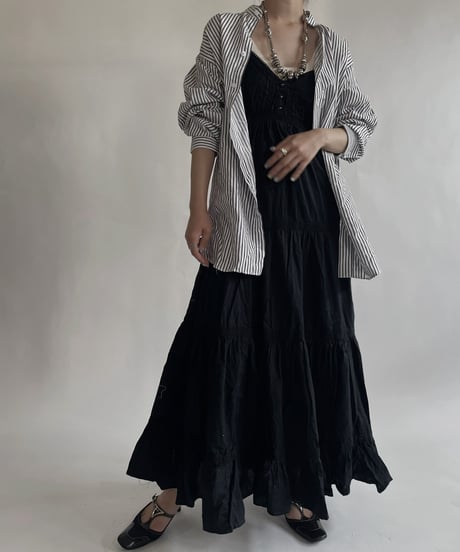 【RE;CIRCLE】 RE Collarless Striped Shirt / 220609-005