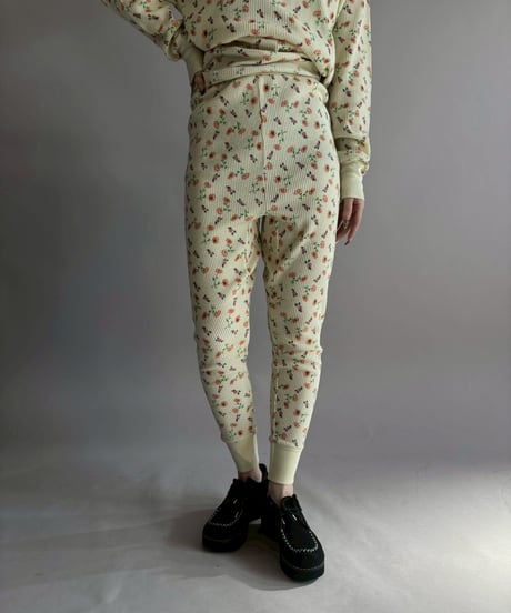 【USED】 Flower Pattern Waffle Pants/ 260214-013