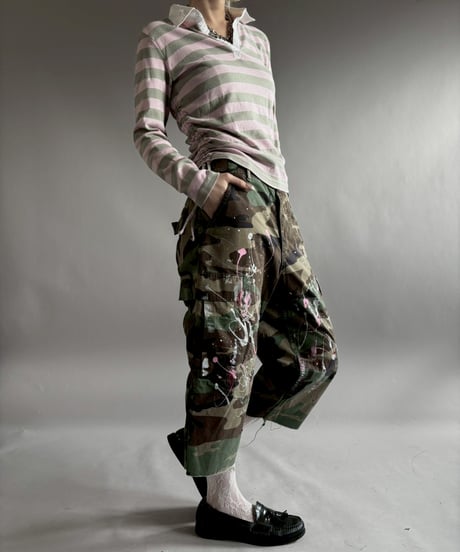 【USED】 Military Camouflage Cut Off Paint Pants /260226-007