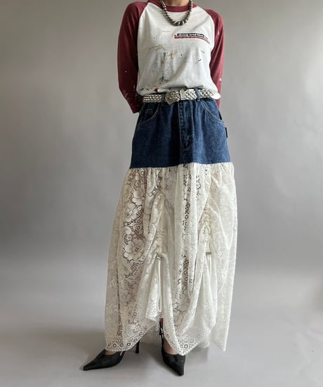 【RE;CIRCLE】 RE Denim Lace Switching Skirt / 240801-005