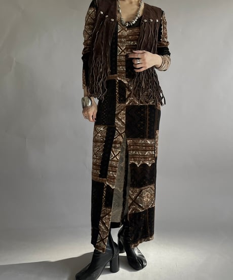 【USED】 Patterned Velour One-Piece /241214-010