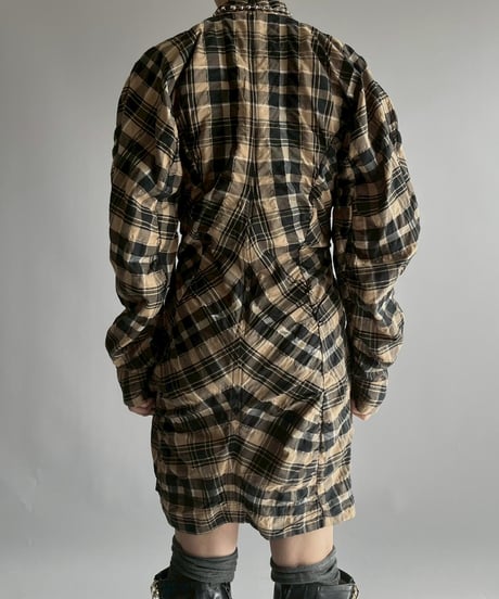 【USED】 GANNI Check Rushed Sleeve One-Piece /251122-006