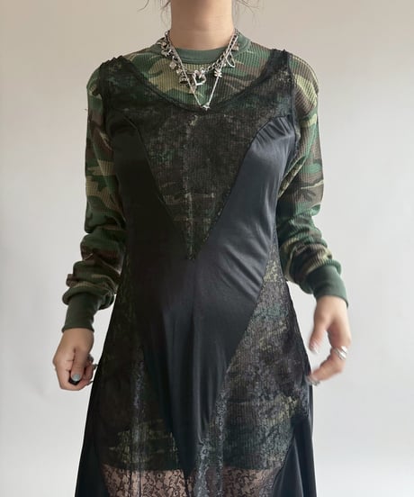 【USED】 Lace Pattern Camisole Long One-Piece   /250412-038