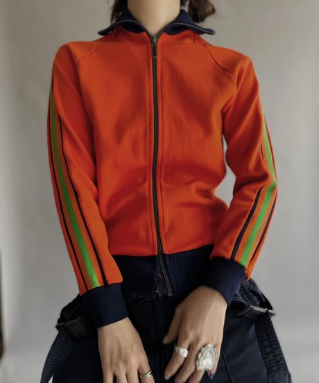 【USED】 Zip-up Line Top Orange / 230128-018