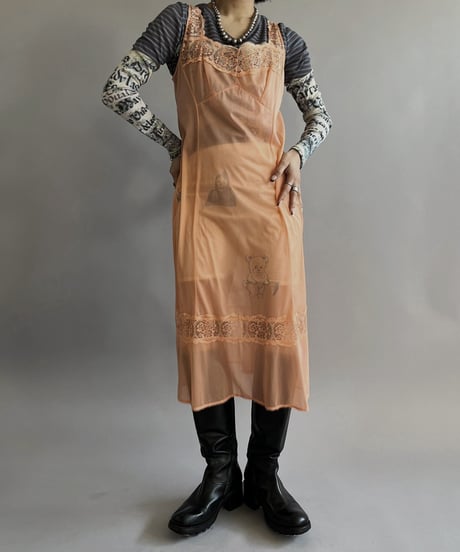 【Mashup Products】 Silk Screen Sheer One-Piece /  240217-002