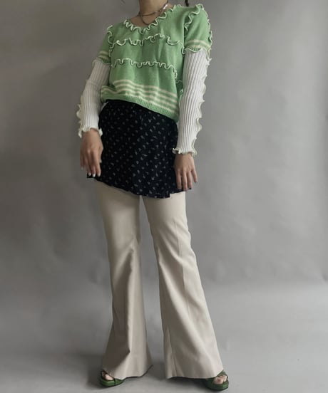 【USED】 Flower Patterned Poly Mini Skirt / 230323-003