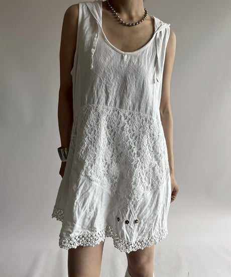 【USED】 Lace Pattern Hooded One-Piece / 250726-006