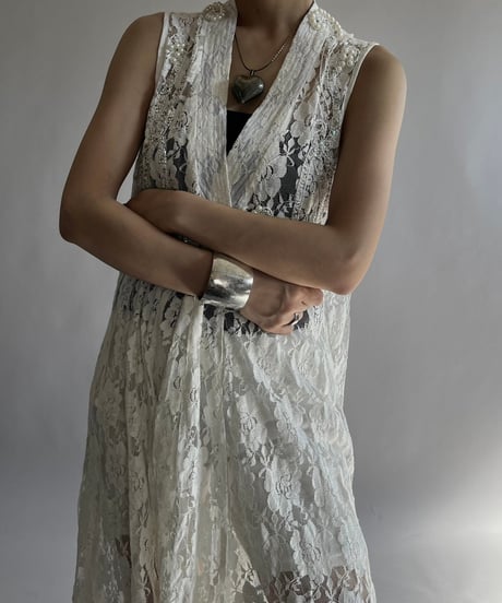 【USED】 Lace Patterned Lame Long One-Piece/241019-017
