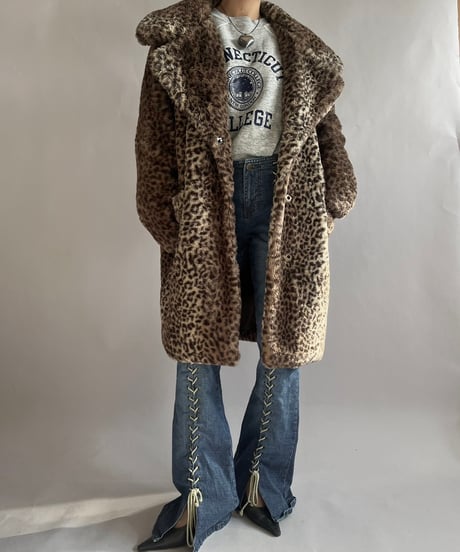 【USED】 Leopard Patterned Fake Fur Jacket /241221-007