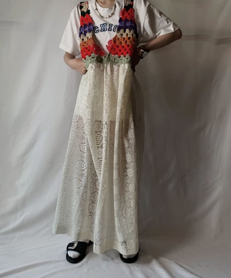【RE;CIRCLE】 RE Lace × Crochet Shirt One-peice①/210801-069