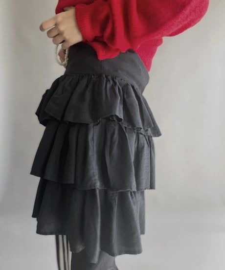 【USED】 Made In France Viscose Tiered Skirt / 230218-023