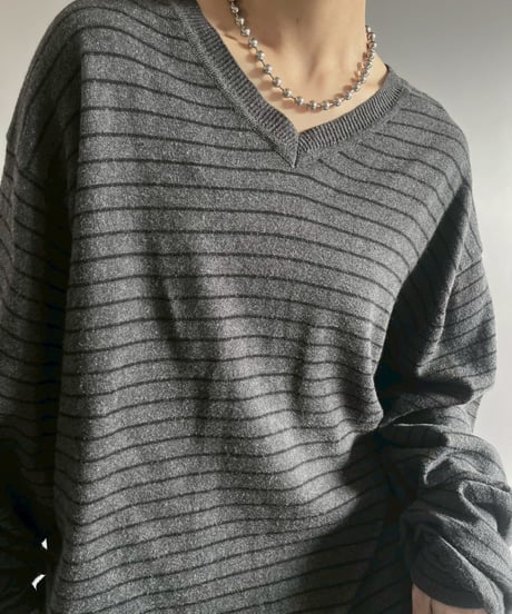 【USED】 Cotton Cashmere Border Knit / 251122-014