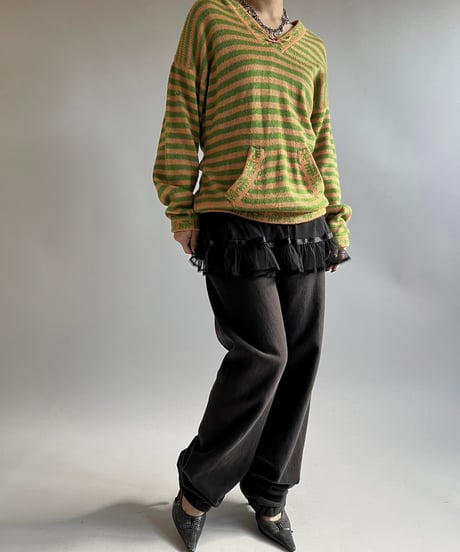 【USED】 ALPACA 100% Stripe knit Top /250111-007