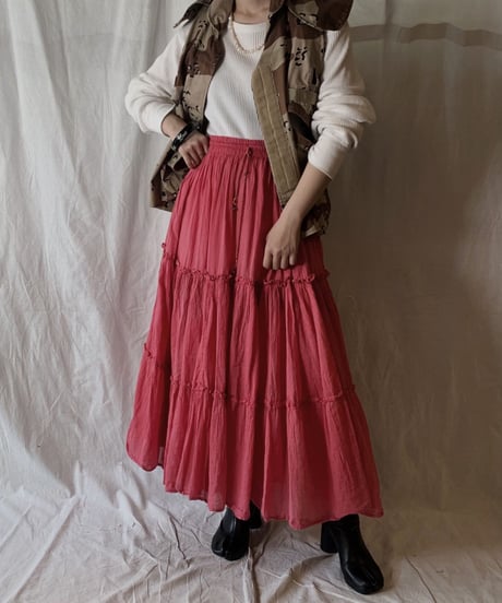 【USED】 Cotton Crinkle Long Skirt/210317-026
