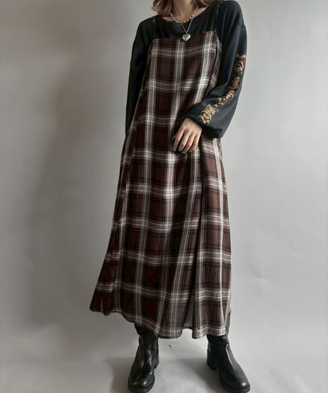 【USED】 Checked Camisole Long One-Piece  /251004-010