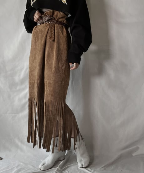 【USED】 Suede Fringe Skirt/210926-011