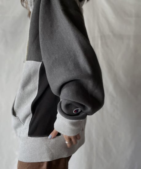 【USED】   Champion Reverse Weave Patch Work Hoodie/211007-031