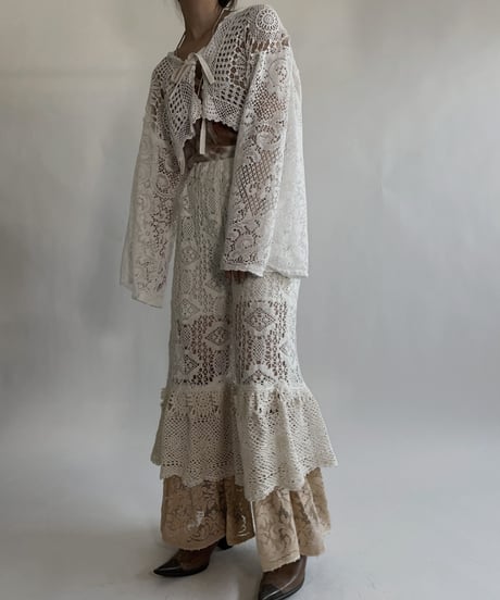 【RE;CIRCLE】 RE Crochet Lace Flare Sleeves Bolero / 220526-043
