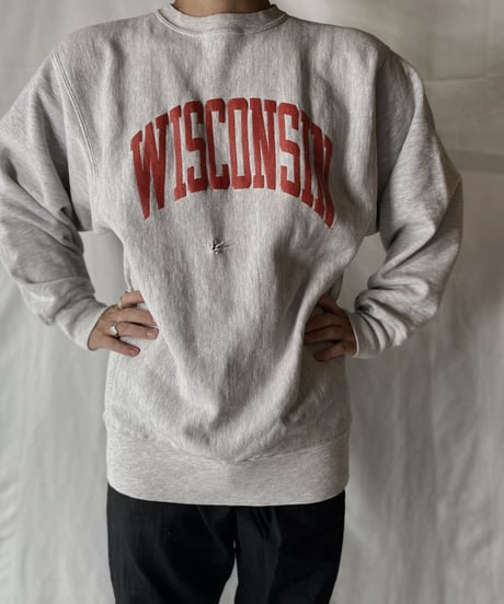 【USED】  90's USA Champion Reverse Weave Sweat WISCONSIN/210902-035